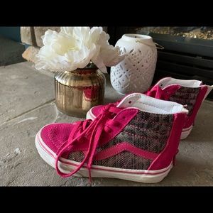Vans high top sneakers girls size 12 pink sparkle